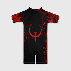 Детский купальный костюм 3D Red Quake emblem on a black abstract background