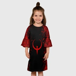 Детское платье 3D Red Quake emblem on a black abstract background - фото 2