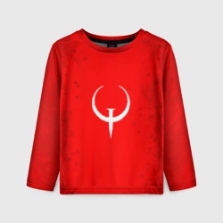 Детский лонгслив 3D White Quake emblem on a red abstract background