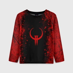 Детский лонгслив 3D Red Quake 2 emblem on a black abstract background