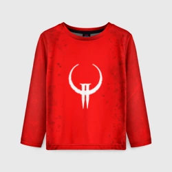 Детский лонгслив 3D White Quake 2 emblem on a red abstract background
