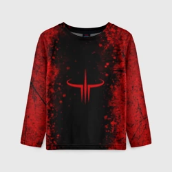 Детский лонгслив 3D Red Quake 3 emblem on a black abstract background