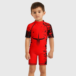 Детский купальный костюм 3D Quake 3 emblem on an abstract background - фото 2