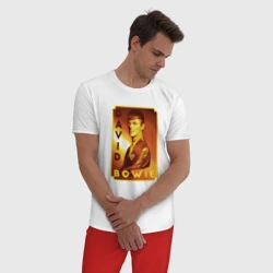 Мужская пижама с белой футболкой хлопок Портрет - Дэвид Боуи - фото 2