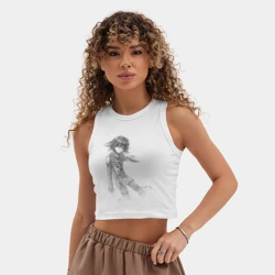 Женская укороченная майка-топ хлопок Данганронпа V3 - Кокичи Ома - фото 2