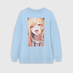 Женский свитшот oversize без начеса хлопок Марин Китагава - кукла