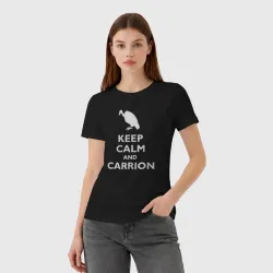 Женская футболка хлопок Keep calm and carrion - фото 2
