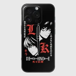 Чехол для iPhone 16 Pro силиконовый с защитой камеры Тетрадь смерти Эл и Ягами Лайт