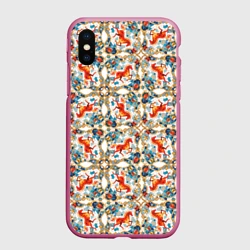 Чехол для iPhone XS Max матовый Орнамент с лошадью - символом Нового 2026 года