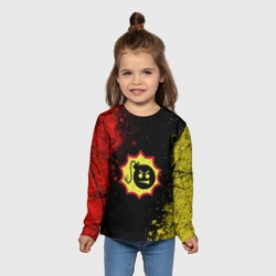 Детский лонгслив 3D Emblem Serious Sam on a red and yellow abstract background - фото 2