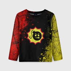 Детский лонгслив 3D Emblem Serious Sam on a red and yellow abstract background