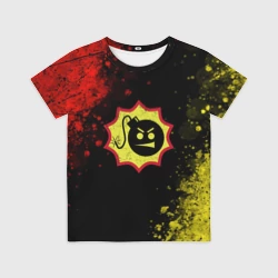 Детская футболка 3D Emblem Serious Sam on a red and yellow abstract background
