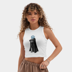 Женская укороченная майка-топ хлопок Вэйдор смеющийся человек - фото 2