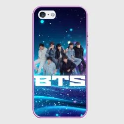 Чехол для iPhone 5/5S матовый BTS волнистый фон с блестками