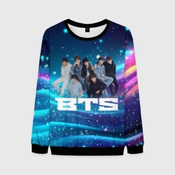 Мужской свитшот 3D BTS волнистый фон с блестками