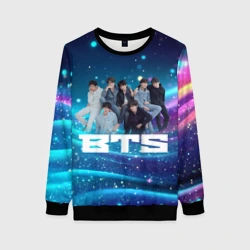 Женский свитшот 3D BTS волнистый фон с блестками