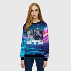 Женский свитшот 3D BTS волнистый фон с блестками - фото 2