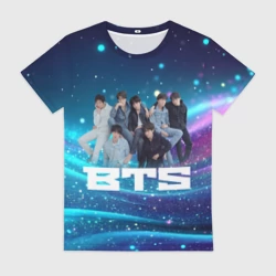 Женская футболка 3D BTS волнистый фон с блестками