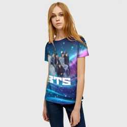 Женская футболка 3D BTS волнистый фон с блестками - фото 2