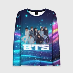Женский лонгслив 3D BTS волнистый фон с блестками