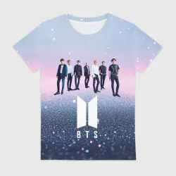 Женская футболка 3D BTS нежный блестящий фон