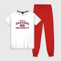 Женская пижама с белой футболкой хлопок Harvard