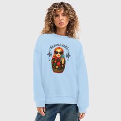 Женский свитшот oversize без начеса хлопок Slavic girl Матрешка - фото 2