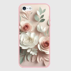 Чехол для iPhone 5/5S матовый Композиция из бумажных цветов