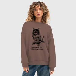 Женский свитшот oversize без начеса хлопок Совы не то, чем кажутся  - фото 2