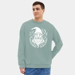 Мужской свитшот oversize без начеса хлопок Гном в цветочном венке - фото 2