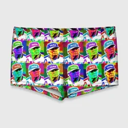 Мужские купальные плавки 3D Donald Trump - pop art poster