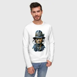 Мужской лонгслив хлопок Cyborg Johnny Depp - ai art fantasy - фото 2