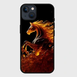 Чехол для iPhone 14 Оранжево желтая лошадь созданная из янтаря