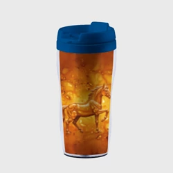 Термокружка-непроливайка Лошадь из желтого янтаря