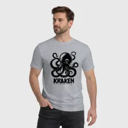 Мужская футболка хлопок Кракен подтеки краски - фото 2