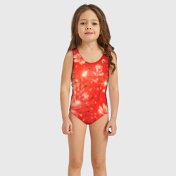 Детский купальник 3D Цветочный красный с искрами