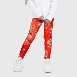 Детские леггинсы 3D Цветочный красный с искрами - фото 2
