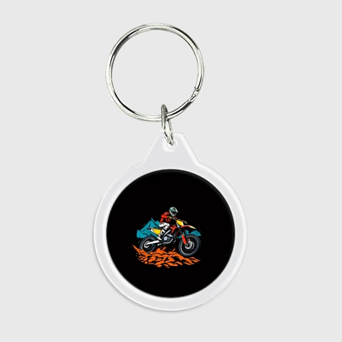 Брелок круглый Motocross and mountains