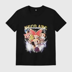 Мужская футболка хлопок Некоарк - Cat metal - only black - anime meme