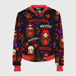 Женский бомбер 3D Паттерн с матрешками