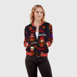 Женский бомбер 3D Паттерн с матрешками - фото 2