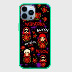 Чехол для iPhone 14 Pro Max Паттерн с матрешками