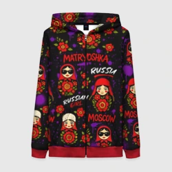 Женская толстовка 3D на молнии Паттерн с матрешками