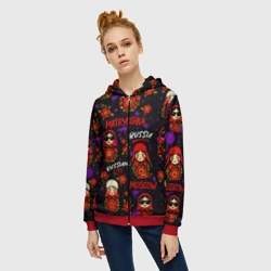 Женская толстовка 3D на молнии Паттерн с матрешками - фото 2