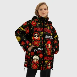 Женская зимняя куртка Oversize Матрешки - паттерн - фото 2