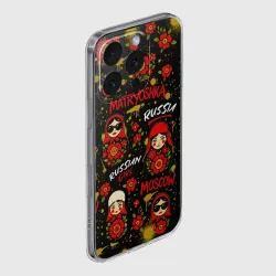 Чехол для iPhone 16 Pro Max силиконовый с защитой камеры Матрешки - паттерн - фото 2