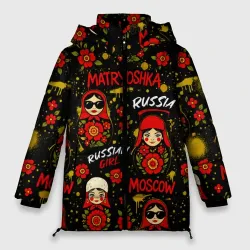 Женская зимняя куртка Oversize Матрешки - паттерн