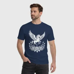 Мужская футболка хлопок Летающий пегас в цветах - фото 2