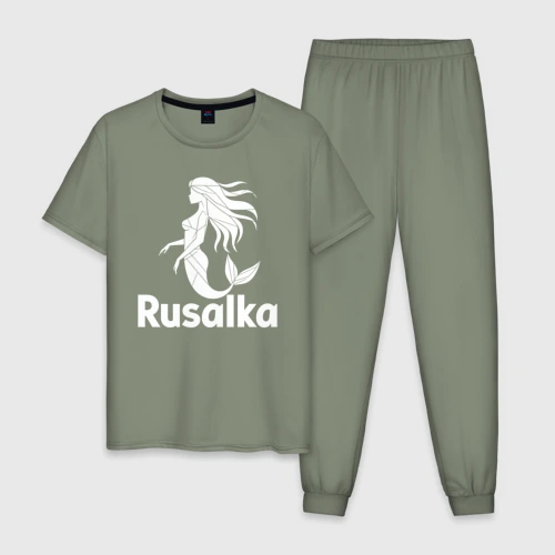 Мужская пижама хлопок Русалка в стиле мозайка