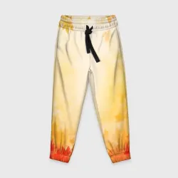Детские брюки 3D Жёлто-красный осенний